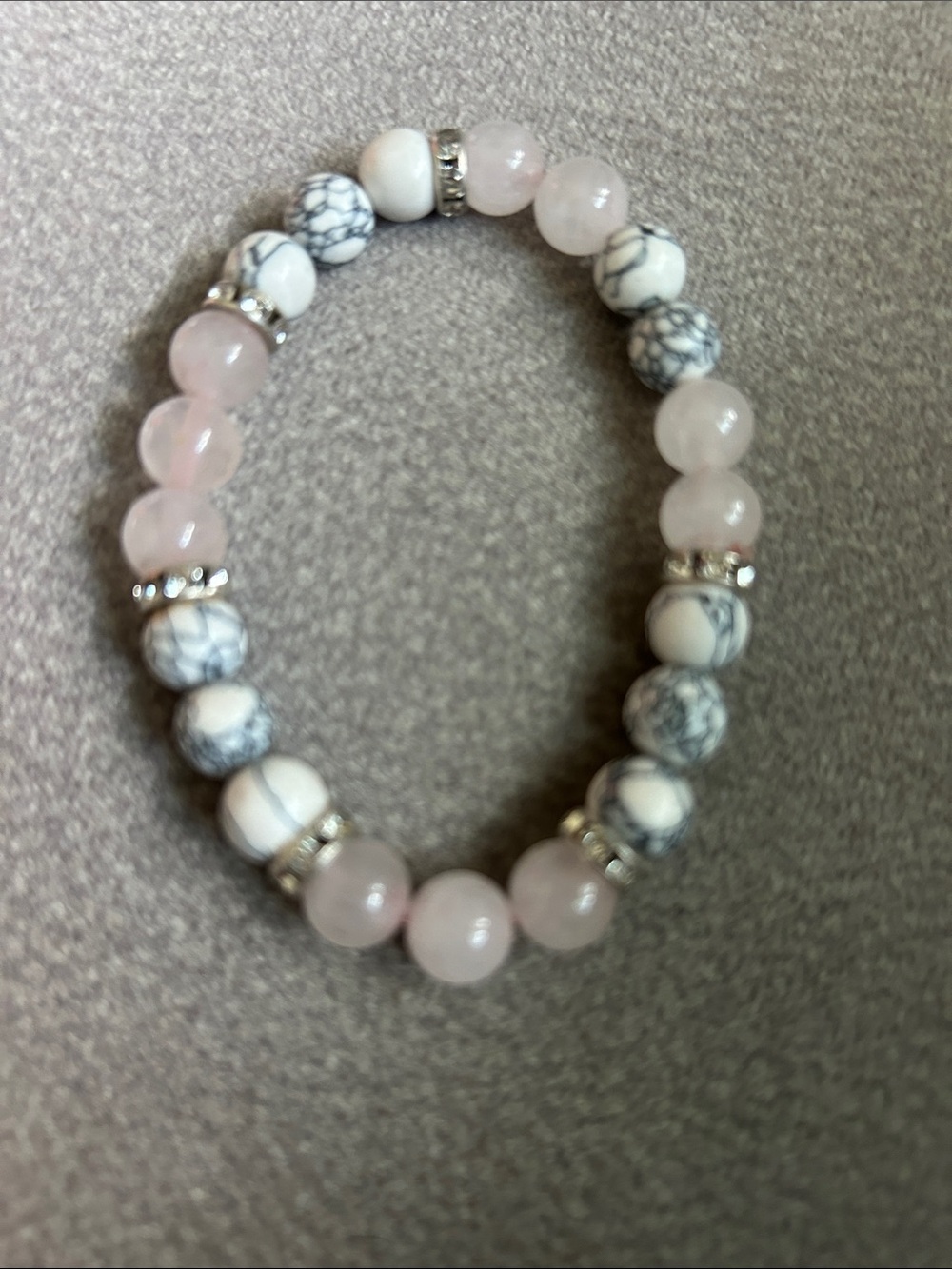 Rose Quartz and White Howlite Beaded Stretch Bracelet
